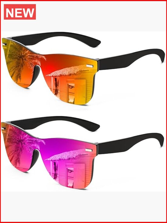 Rimless Mirrored One Piece Lens Sunglasses UV400 Lightweight Polycarbonate main image 6